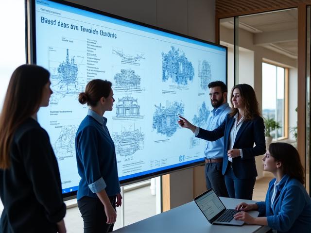 Team van Compagnie Vaar, innovatief en gericht op design, werkend in een moderne, open kantooromgeving.